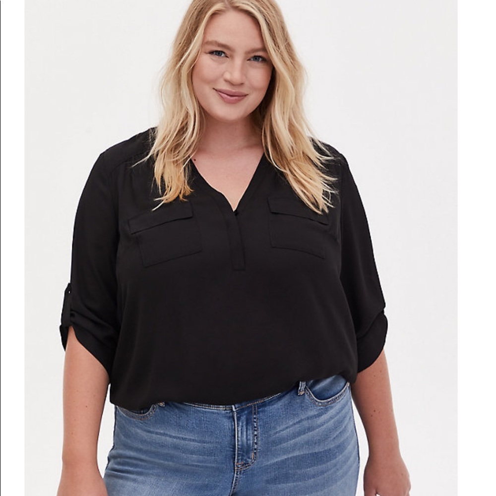 Torrid Long Sleeve Black Blouse